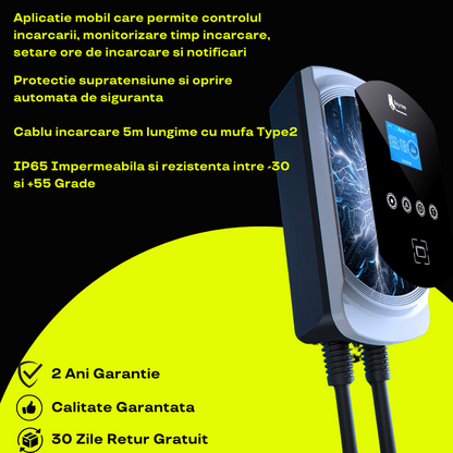 Statie Incarcare Auto 11kw Trifazic Type 2 - Aplicatie mobil si Wifi